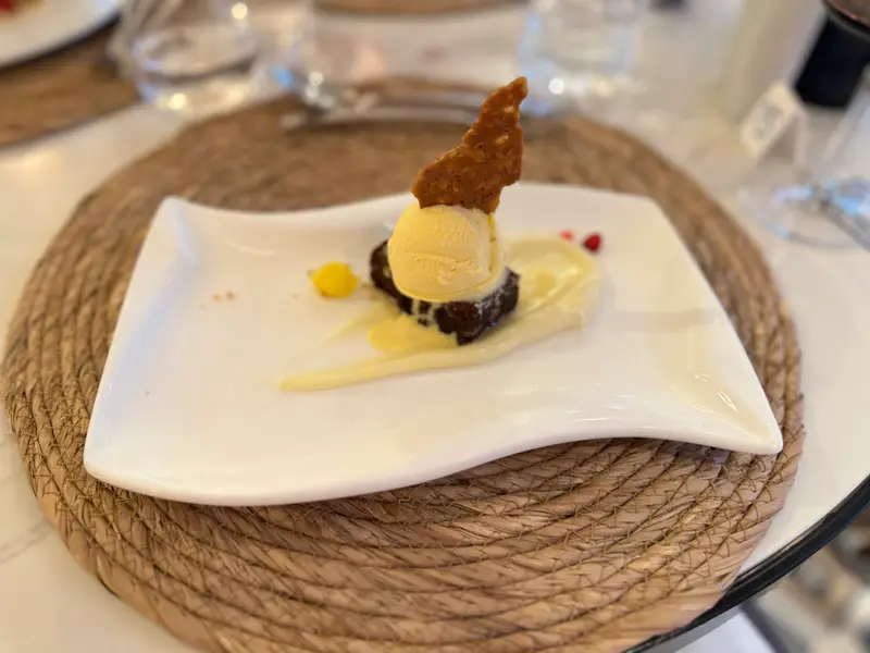 Adam’s Desert - Chocolate Brownie with White Chocolate Sauce